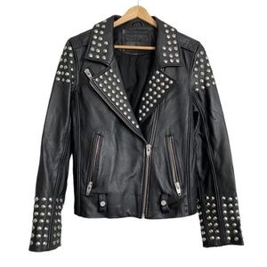 Carmar Black Leather Studded Moto Jacket M